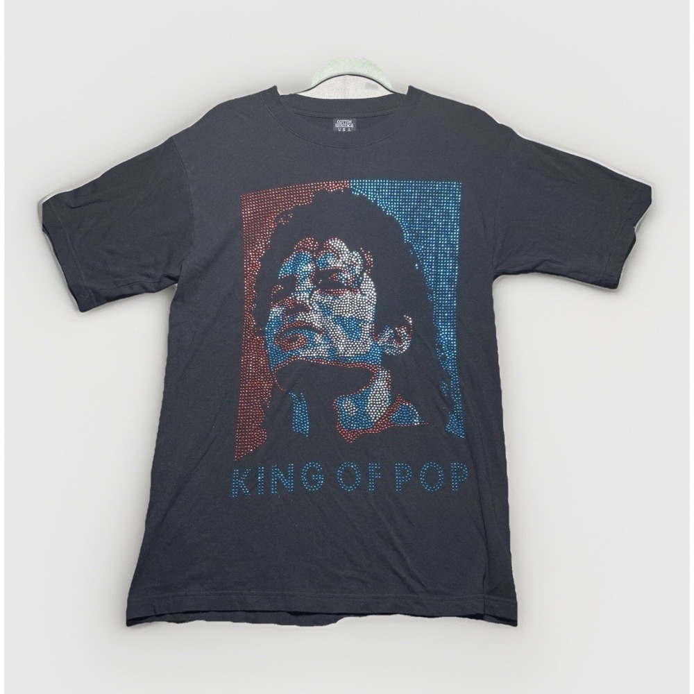 Michael Jackson - "King Of Pop" - Black Studded T Shirt - Embellished Medium